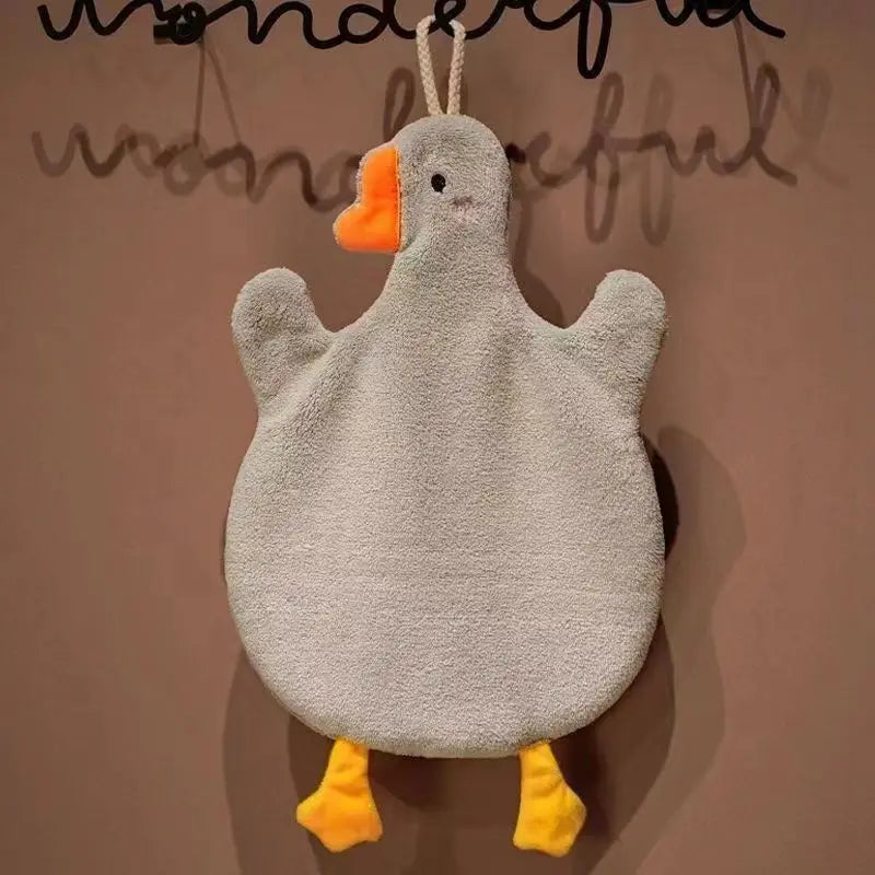 Cartoon Goose Hand Towel Polyester Cotton Hanging Absorbent Kitchen And Bathroom