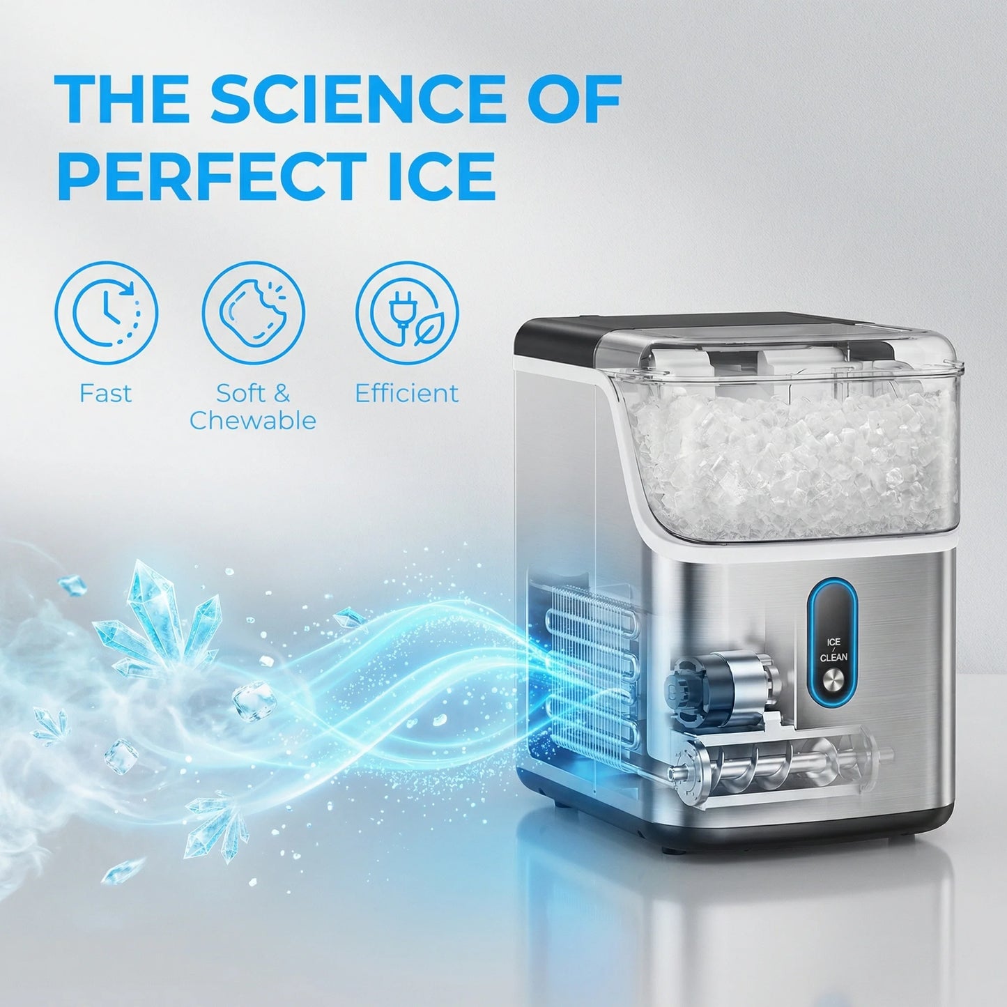 Philergo Nugget Ice Maker Countertop Pebble Ice 33 Lbs Output