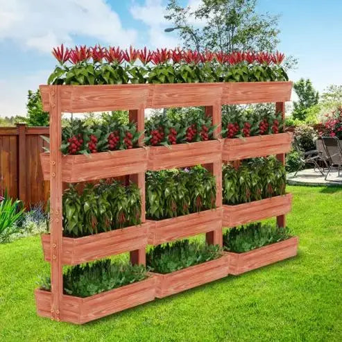 Four Tier Solid Wood Raised Garden Bed Planter Stand
