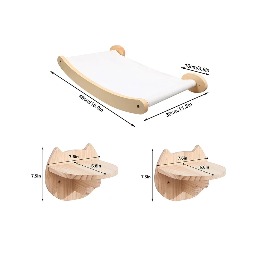 CWV Cat Wall Mounted Hammock And Stairway Climbing Shelf