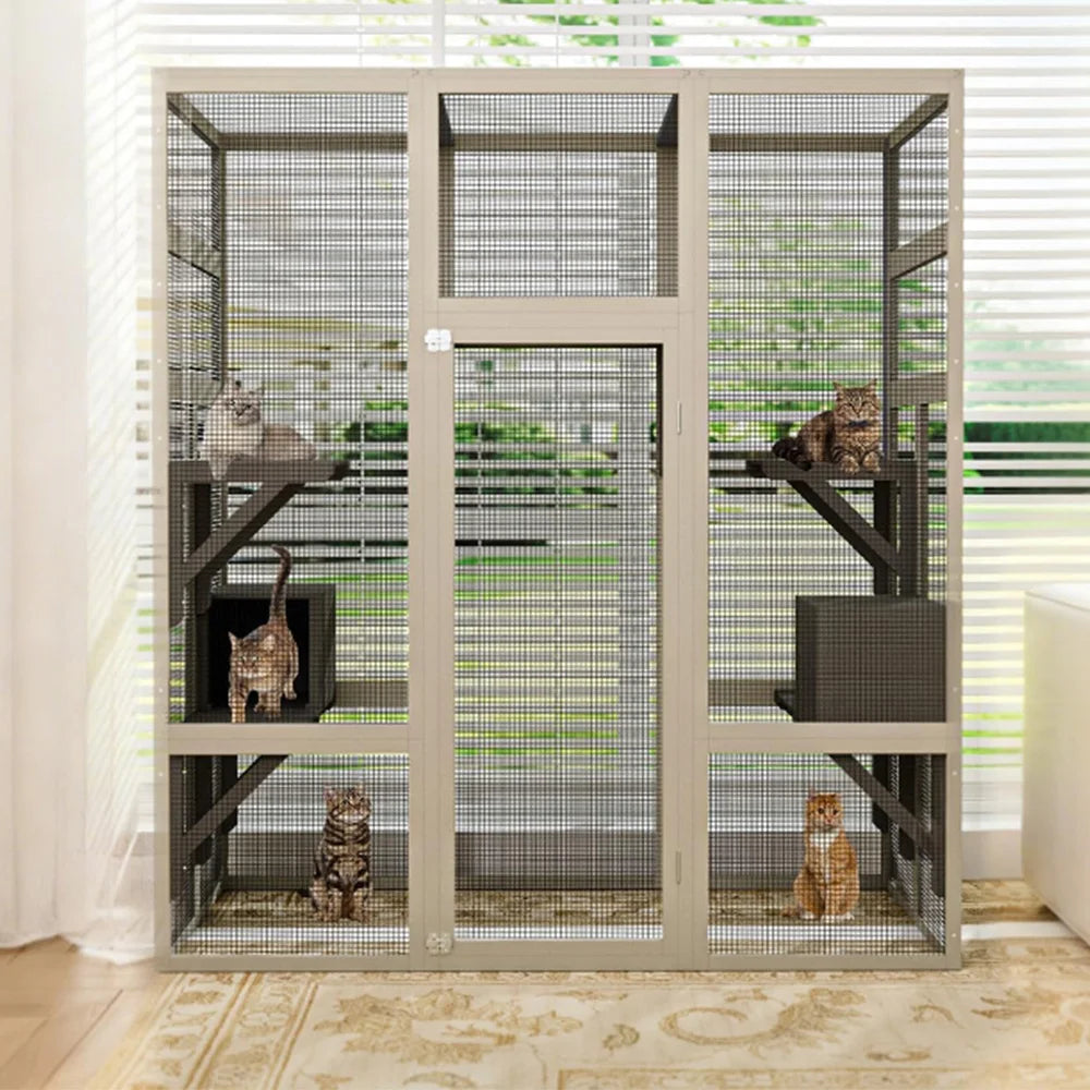 HiMISS Walk In Cat Enclosure Catio With Multi Platform Beds