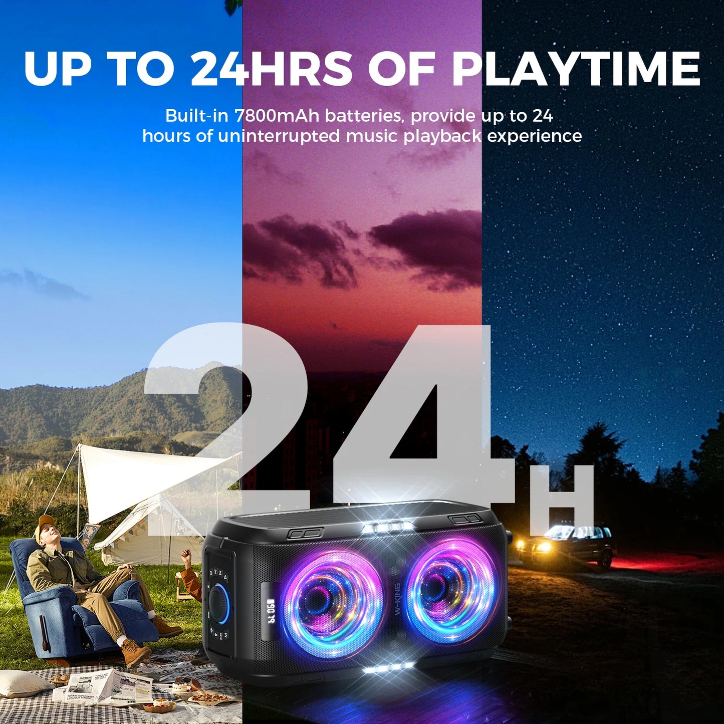W-King Portable Bluetooth Speaker Wireless Deep Bass Battery