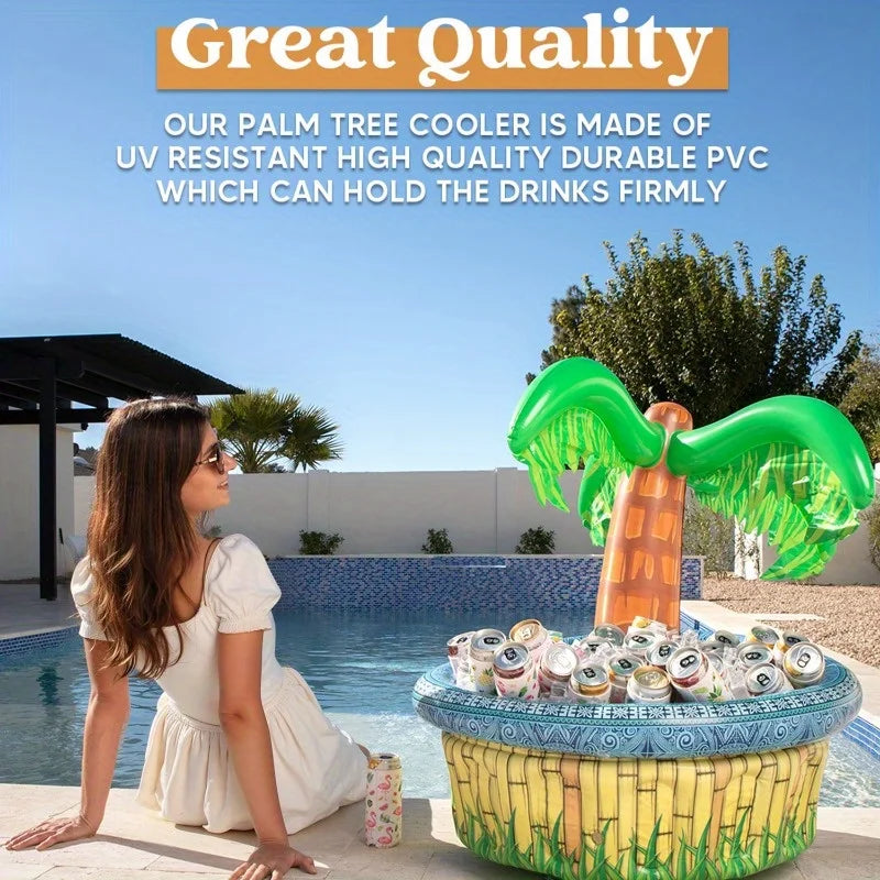 28'' Inflatable Palm Tree Cooler Luau Hawaiian Tropical Beach Themed  Blow Up Palm Trees Cooler Outdoor Party Supplies