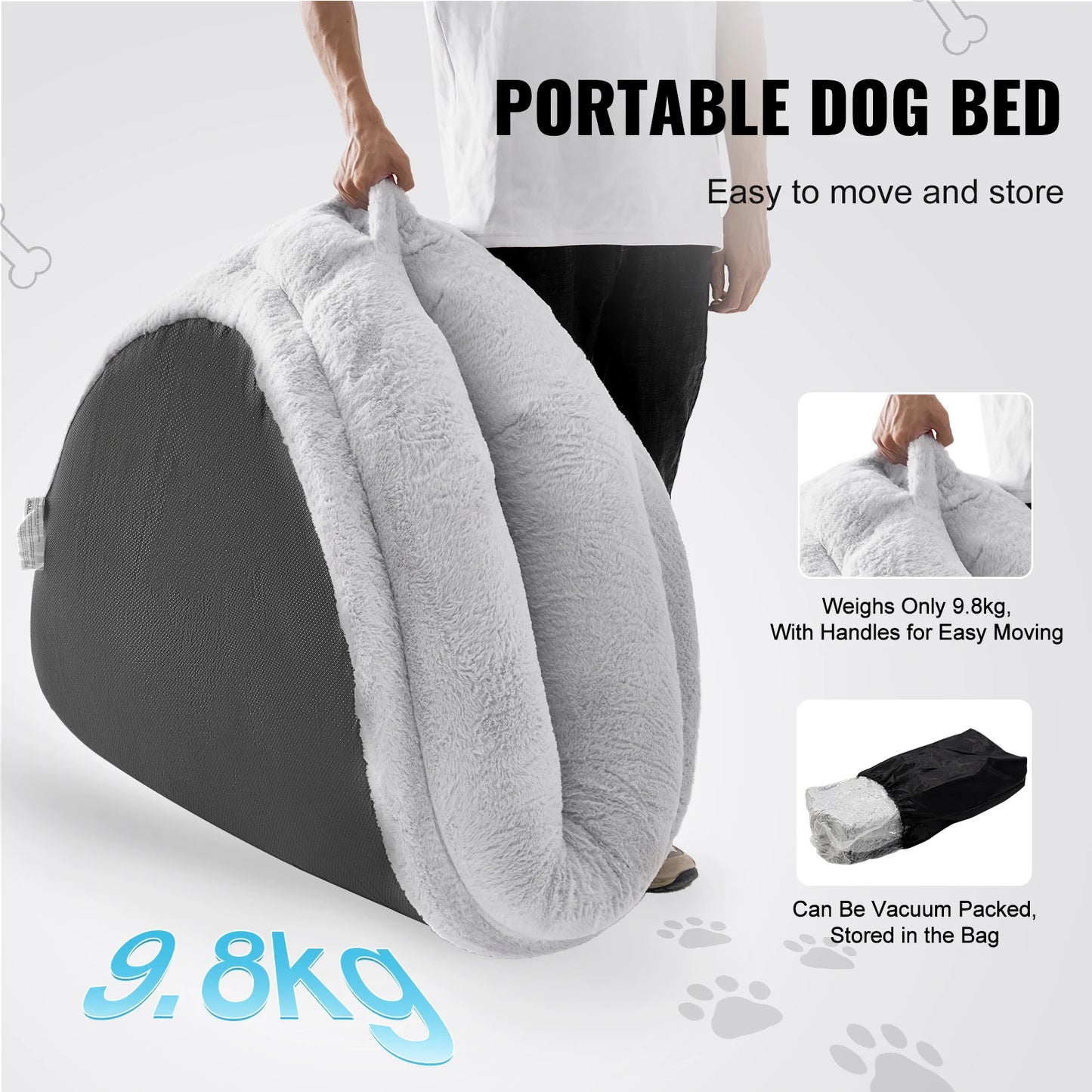 SucceBuy Human Dog Bed With Washable Faux Rabbit Fur Cover Orthopedic Foam