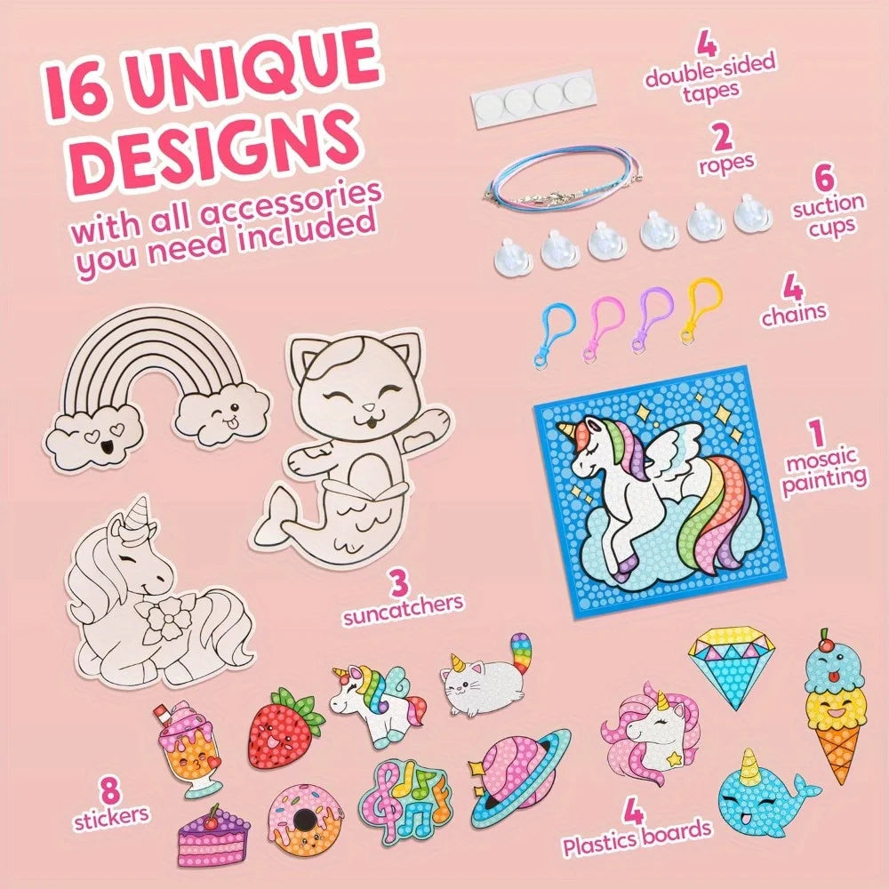 Joyfy 16 Projects Gem Painting Kit With 5D Gems For Girls 6-12