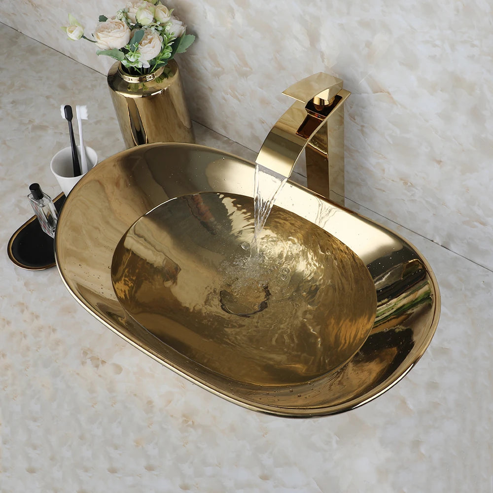 Kemaidi Ceramic Vessel Sink With Elegant Faucet Assembly Kit
