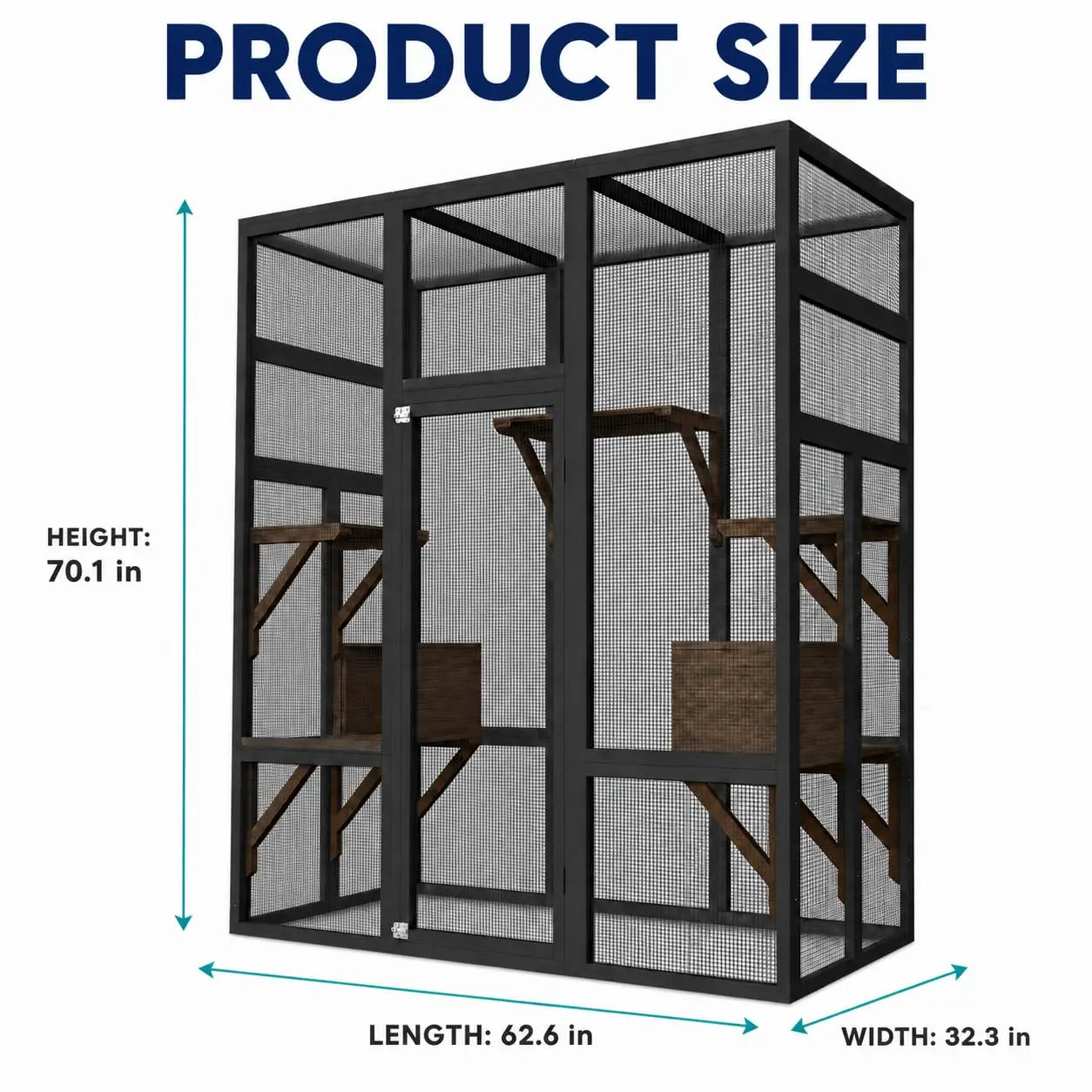 HiMISS Wooden Outdoor Catio Cat Enclosure With Five Platforms