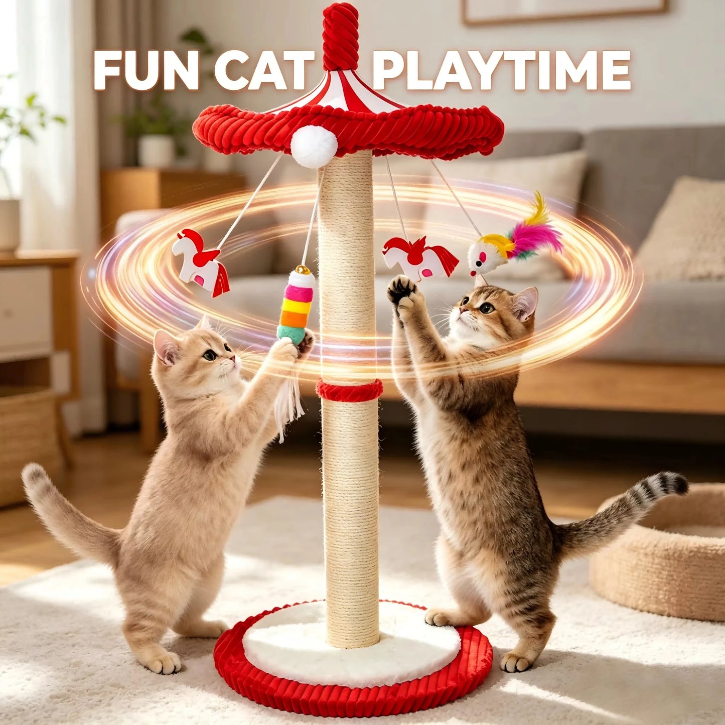 CWV Interactive Cat Tree With Rotating Feather Teaser