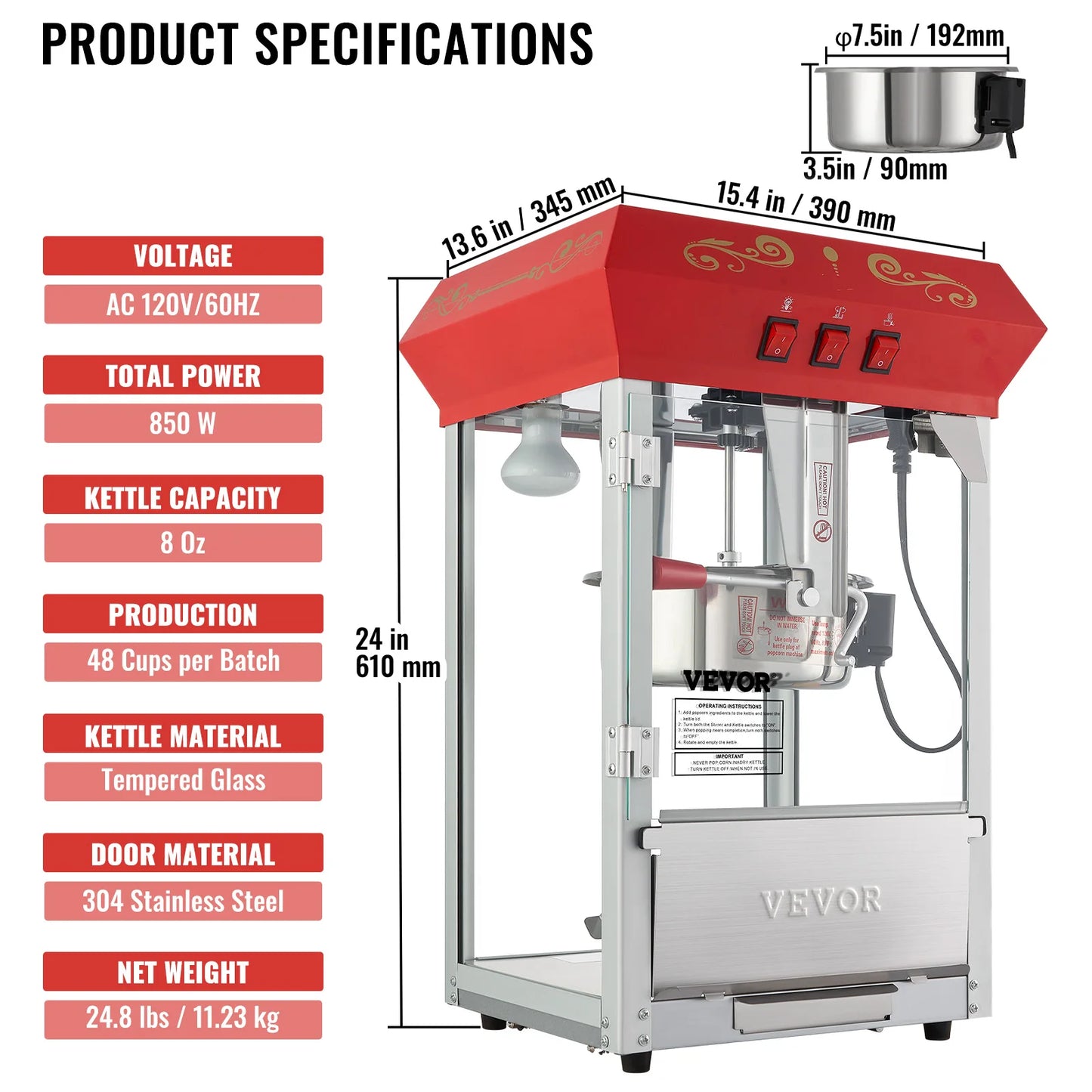 SucceBuy Electric Popcorn Maker For Commercial Use Popper