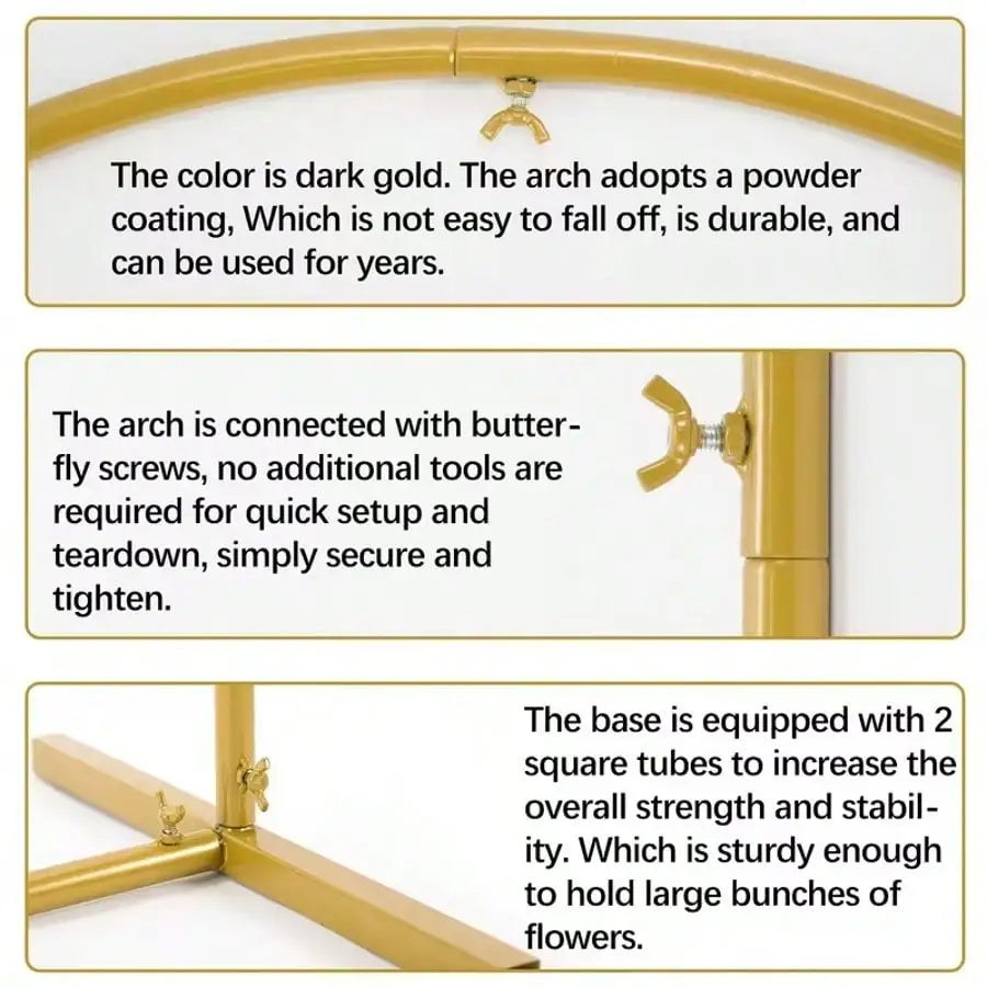 Golden Metal Arch Backdrop Stand Set Of 3 For Weddings