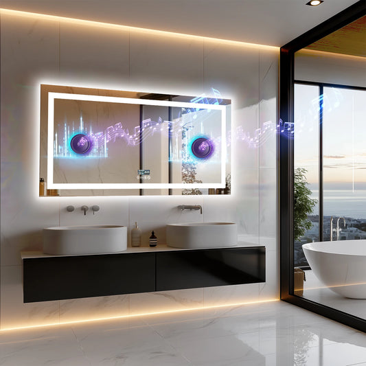 Wisfor Led Bathroom Mirror With Anti Fog And Bluetooth Speaker