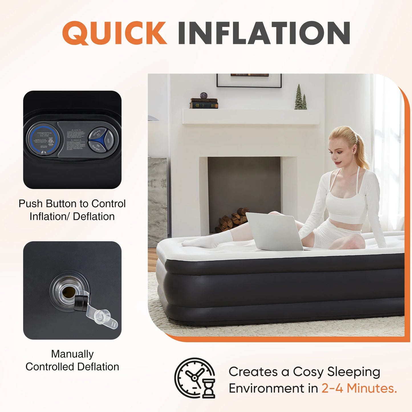MCQ Air Mattress With Built-In Pump For Home And Camping