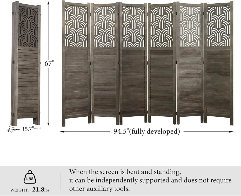 Wooden Room Divider Folding Privacy Screen Freestanding Partition