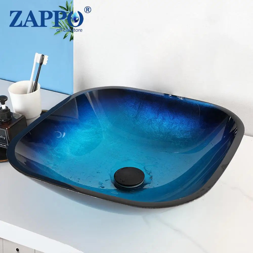 Mekkhalia Tempered Glass Oval Vessel Sink With Waterfall Faucet