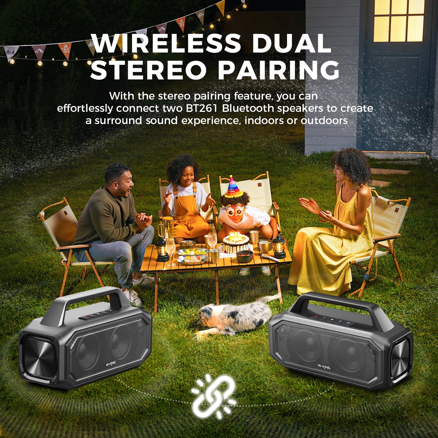 W-KING BT261-2 80W Bluetooth Wireless Portable Outdoor Speaker