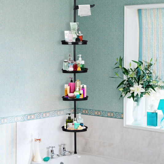 HiMISS Corner Shower Caddy With Tension Pole 4-Tier Bathroom Organizer