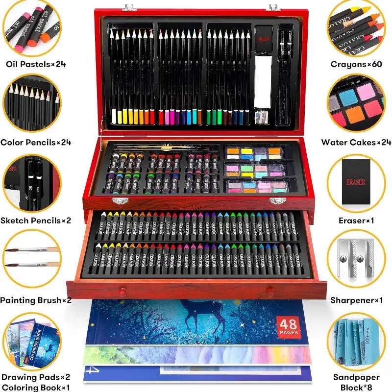 Professional Art Set With Crayons Oil Pastels Watercolors Pencils