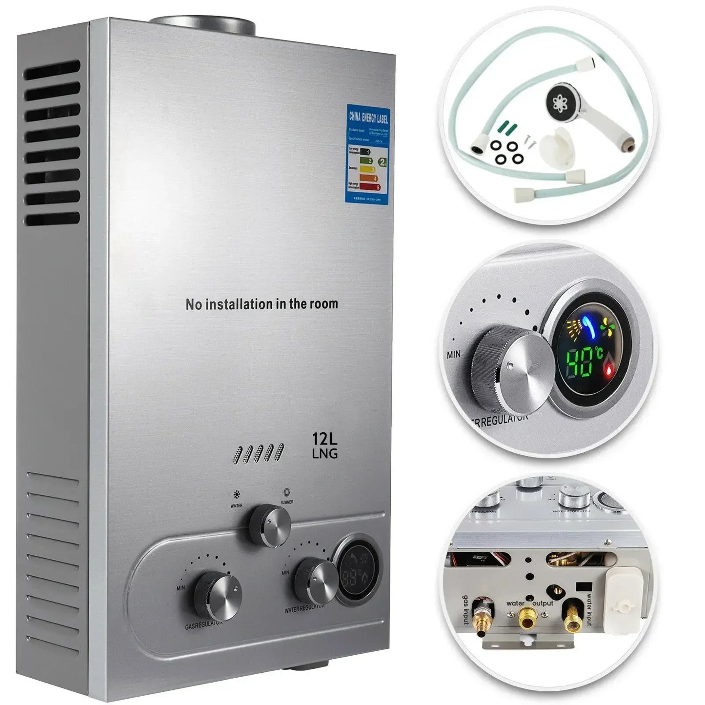 SIHAO Tankless LPG Propane Water Heater Portable Wall Mount