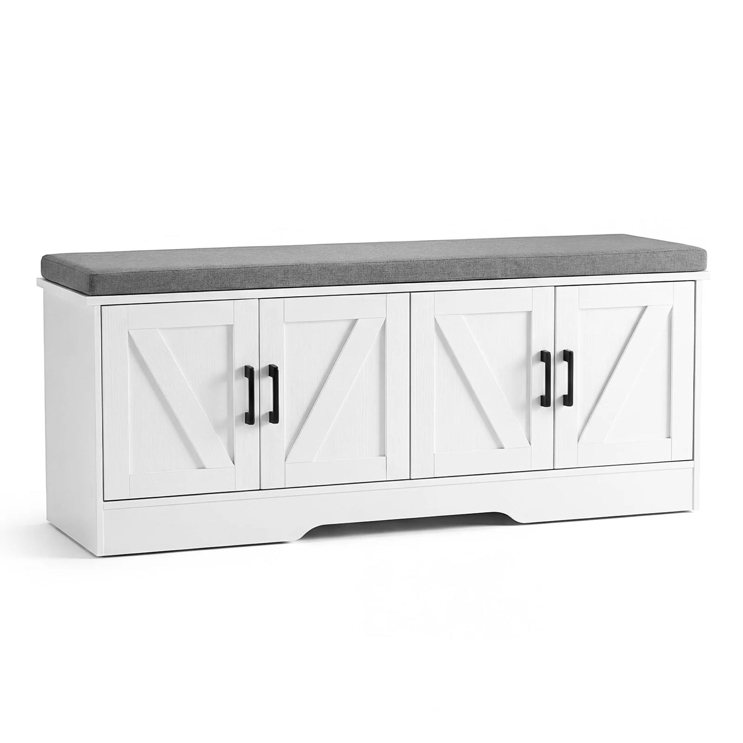 JHK Wooden Shoe Storage Bench With Padded Seat For Entryways