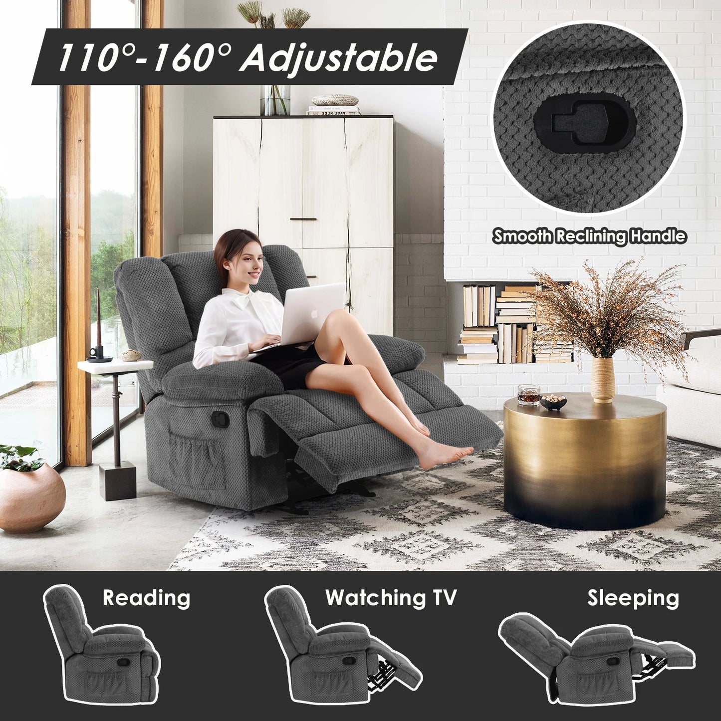 Farini Oversized Rocker Recliner Chair For Home Theater Seating
