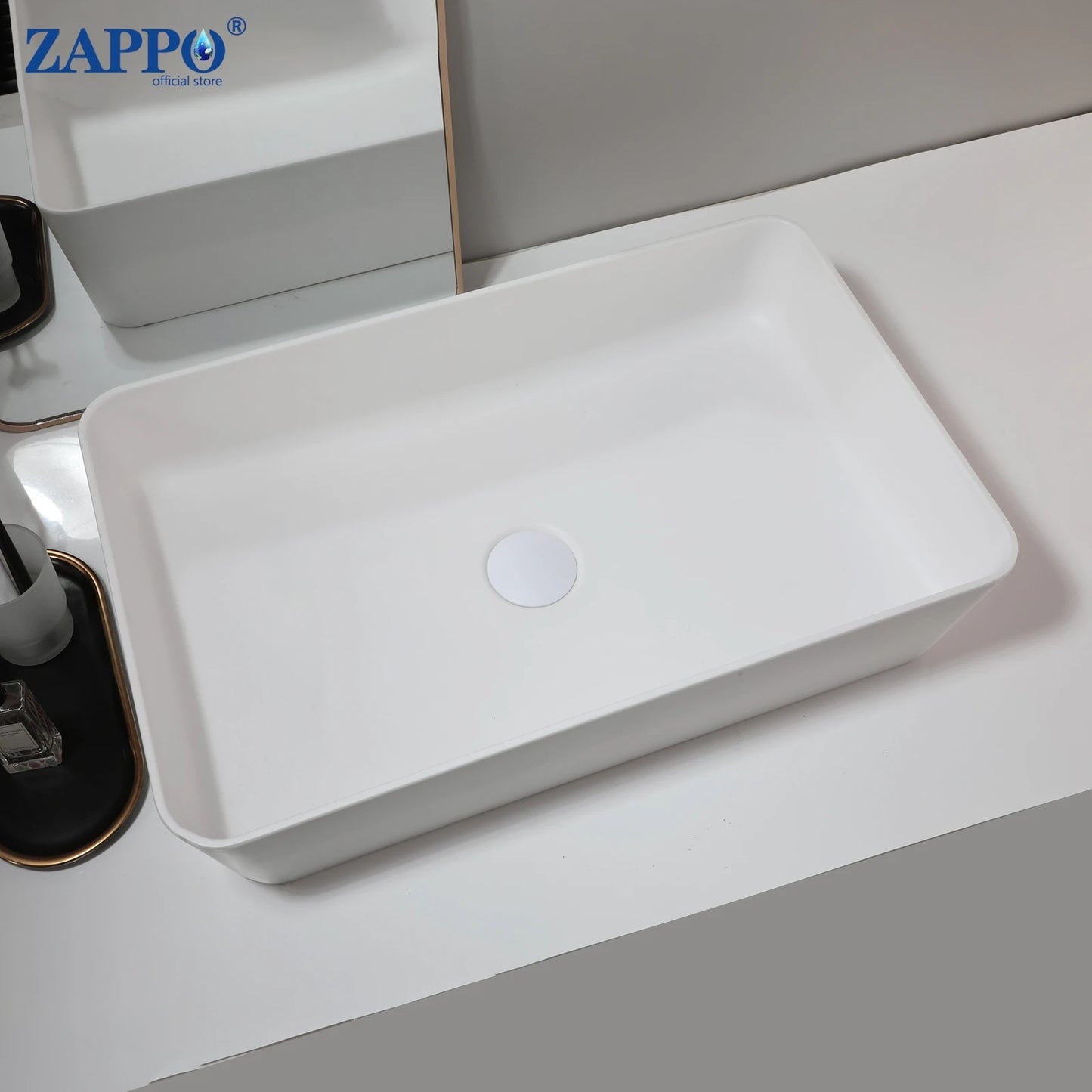 Mekkala Stone Resin Vessel Sink with Drain for Bathroom