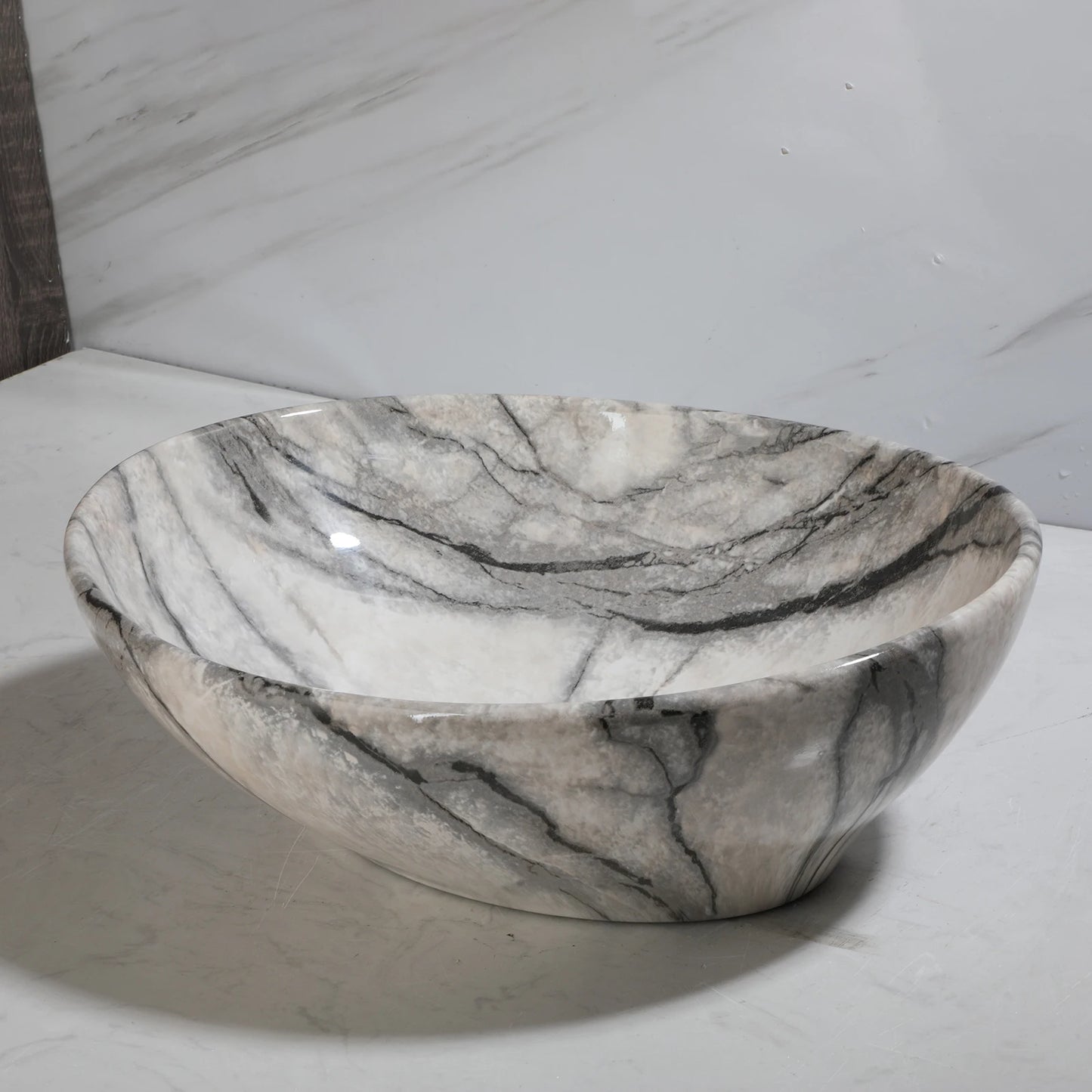 Mekkhala Rectangular Ceramic Vessel Bathroom Sink Set With Drainer