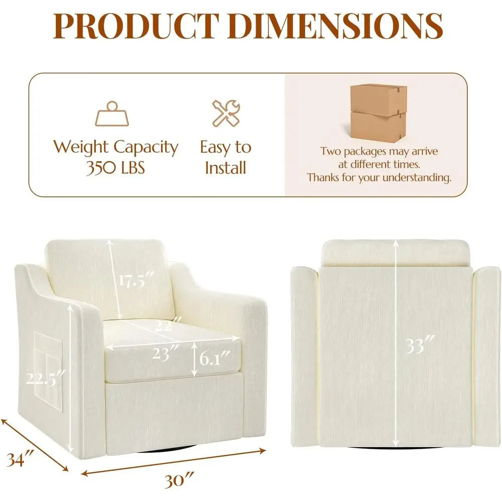 Contemporary Upholstered Chenille Swivel Accent Chair Set