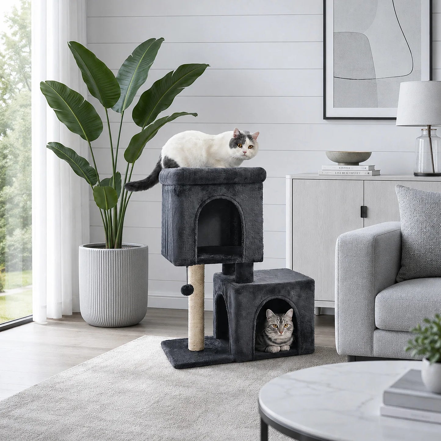 Pawz Road Cat Tower With Dual Condos And Sisal Scratching Post