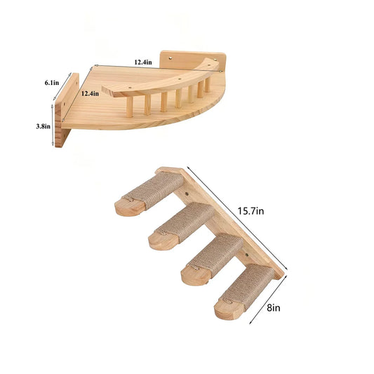 CWV Corner Cat Tree With Steps Wall Mounted Indoor Furniture