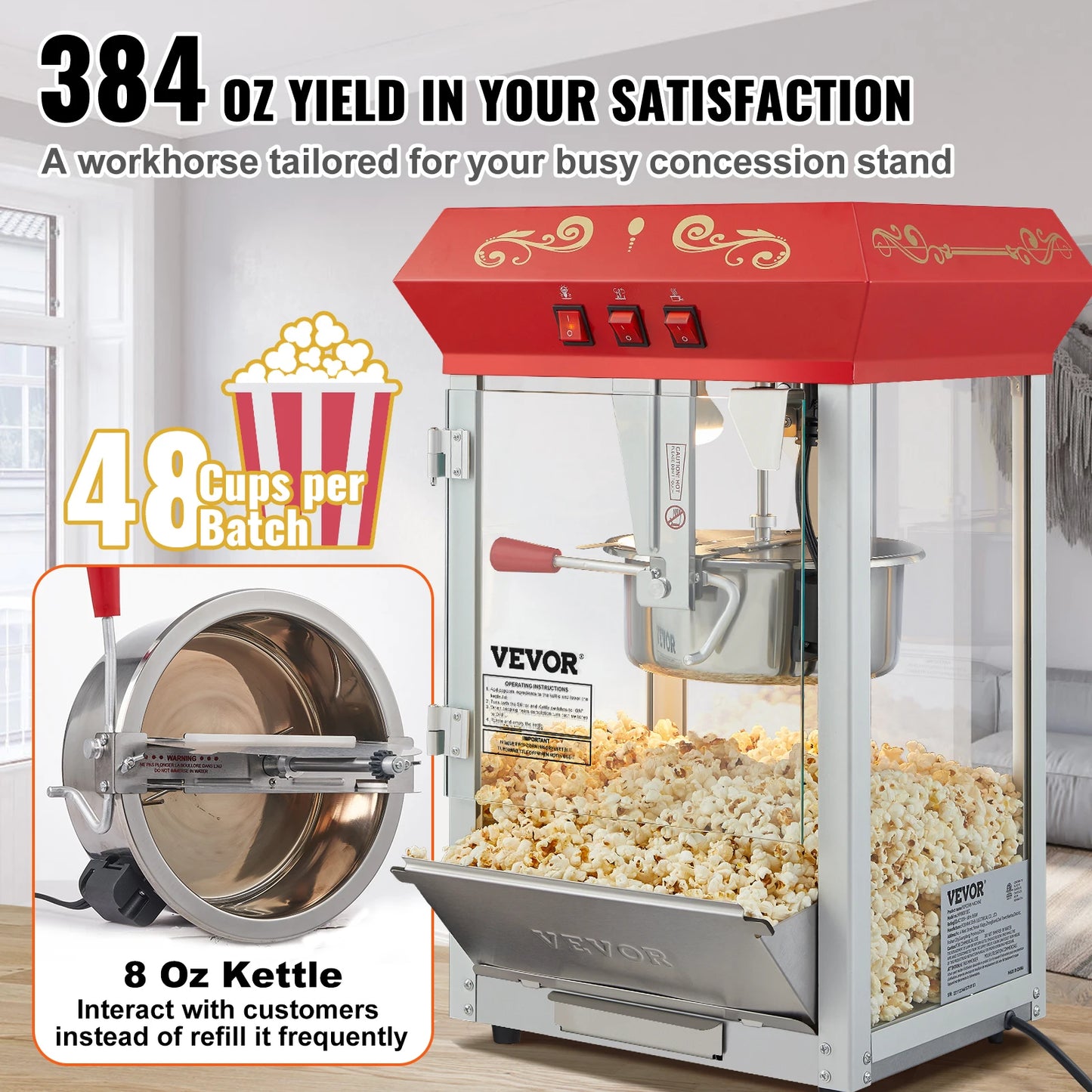 SucceBuy Electric Popcorn Maker For Commercial Use Popper