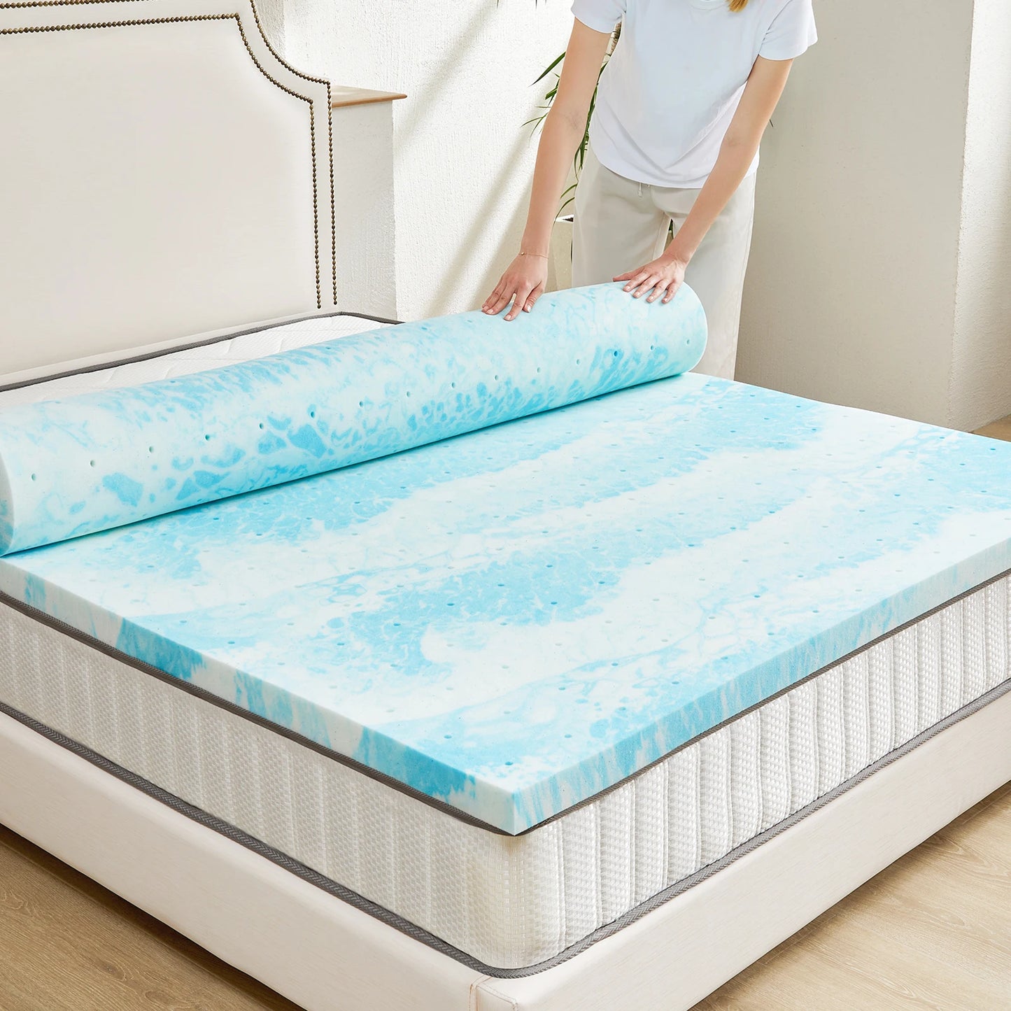 JHK Memory Foam Mattress Topper Gel Cooling For Bedroom