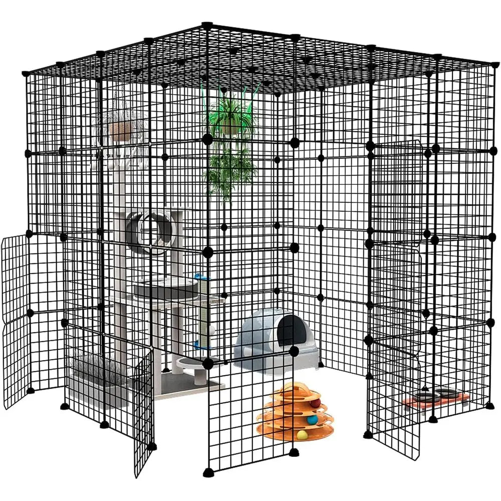 Detachable Metal Wire Cat Kennel With Exercise Enclosure