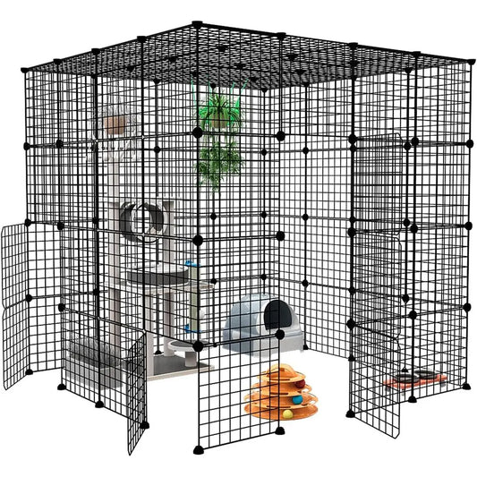Detachable Metal Wire Cat Kennel With Exercise Enclosure