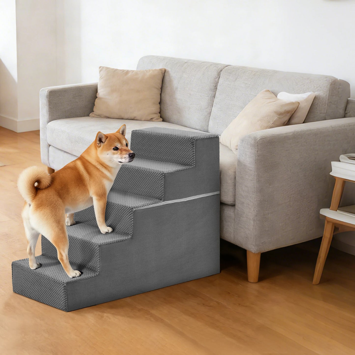 JHK 3-5 Step Right Angled Foam Dog Stairs For Home