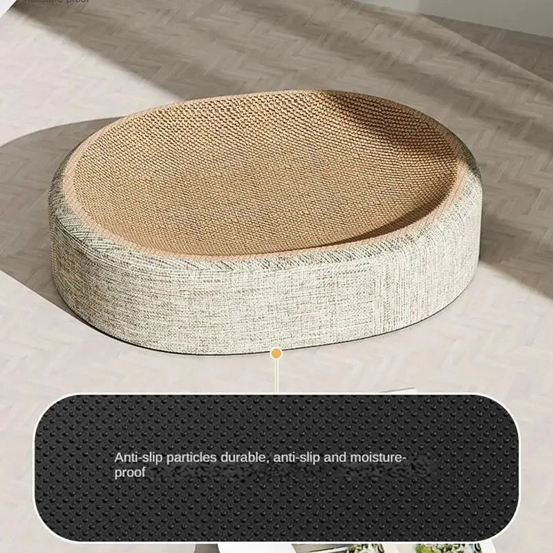 Two In One Oval Sisal Cat Scratcher Bed For Claw Protection