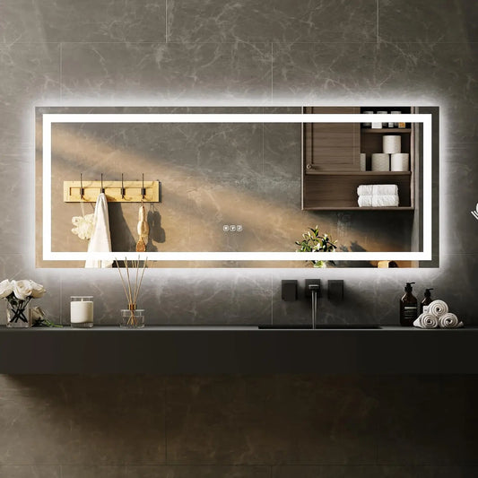 TWISTER.CK LED Bathroom Mirror With Memory Front And Back Lighting