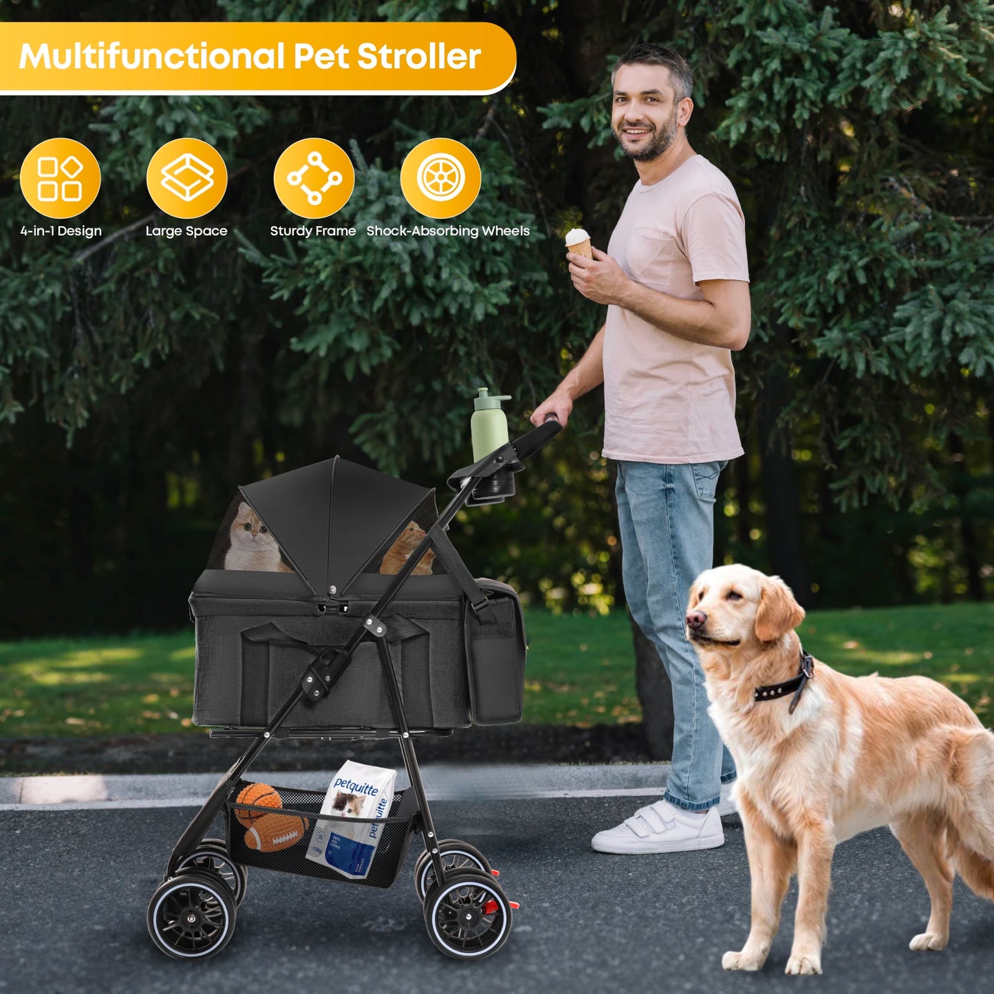 CHIHUAHUA 3 In 1 Pet Stroller For Medium Dogs And Cats All Terrain