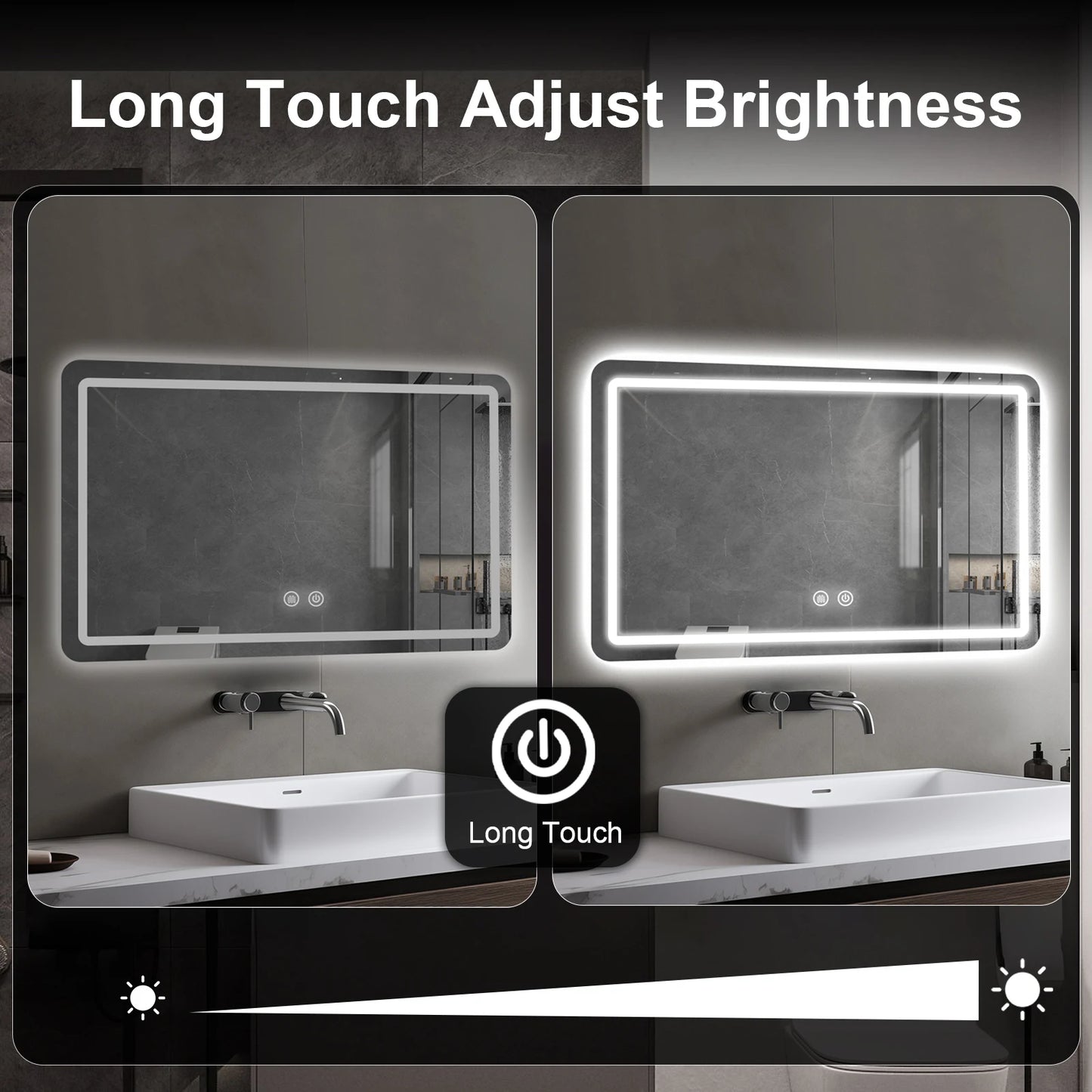Mygiivovo Led Fogless Wall Mounted Bathroom Mirror With Backlit Demister