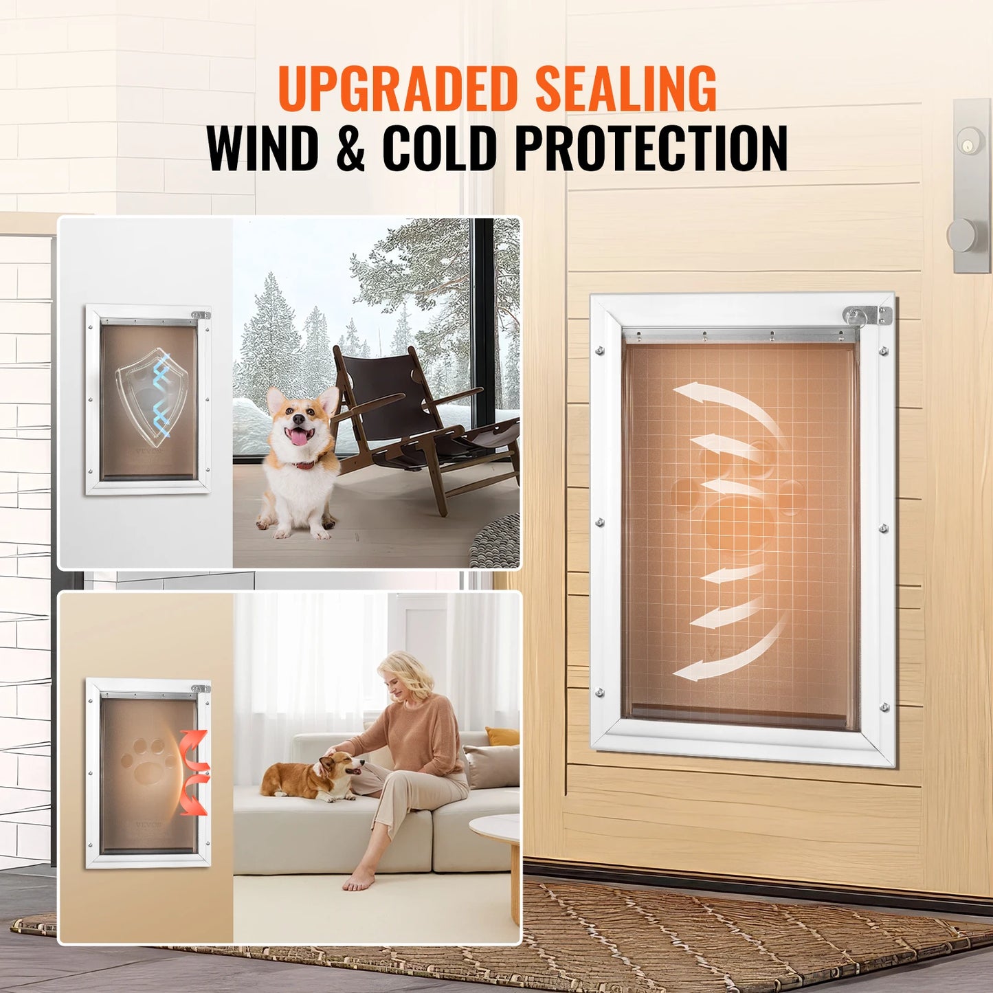 SucceBuy Aluminum Frame Pet Door With Locking Flap