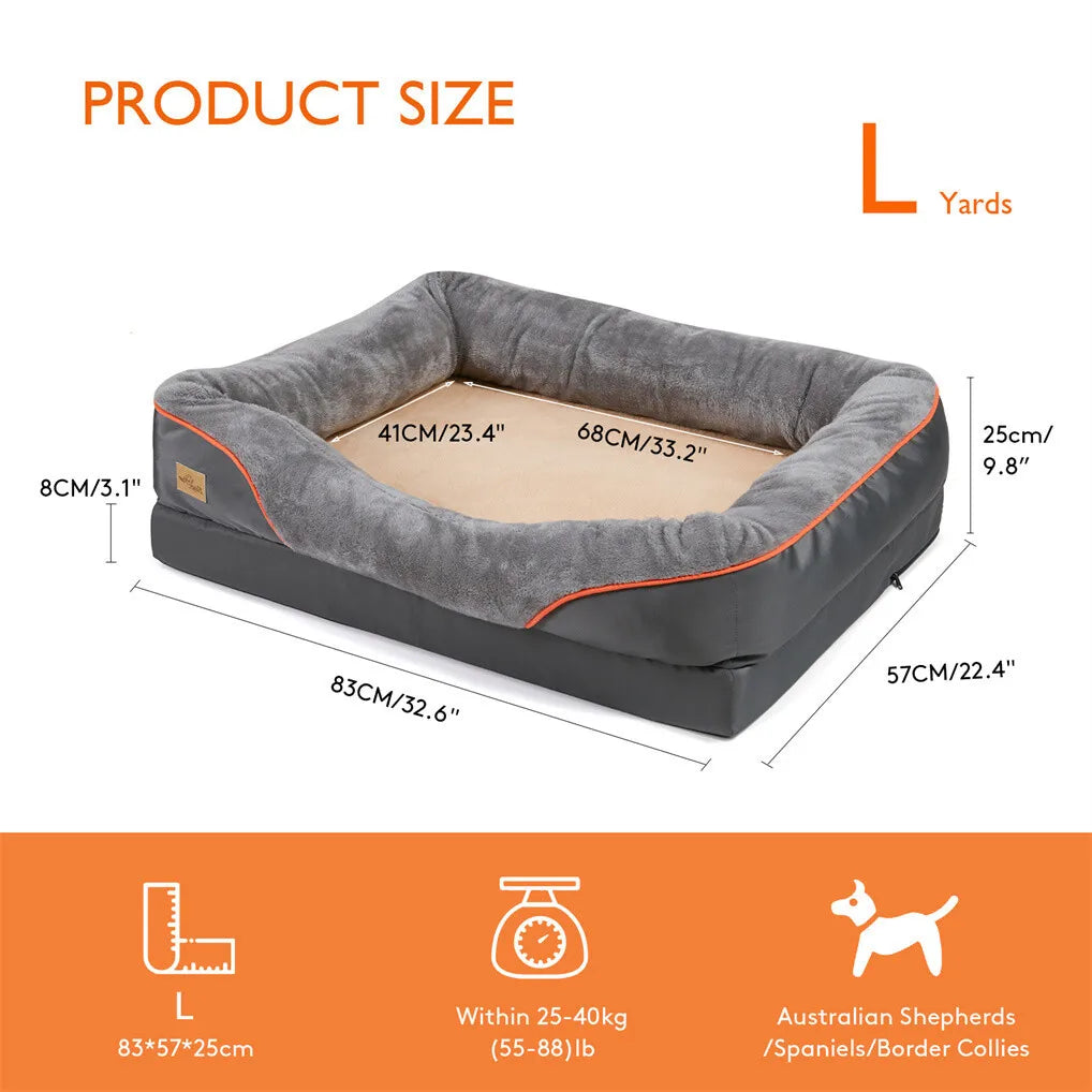 BORWART CN Orthopedic Memory Foam Dog Bed Waterproof Removable Cover