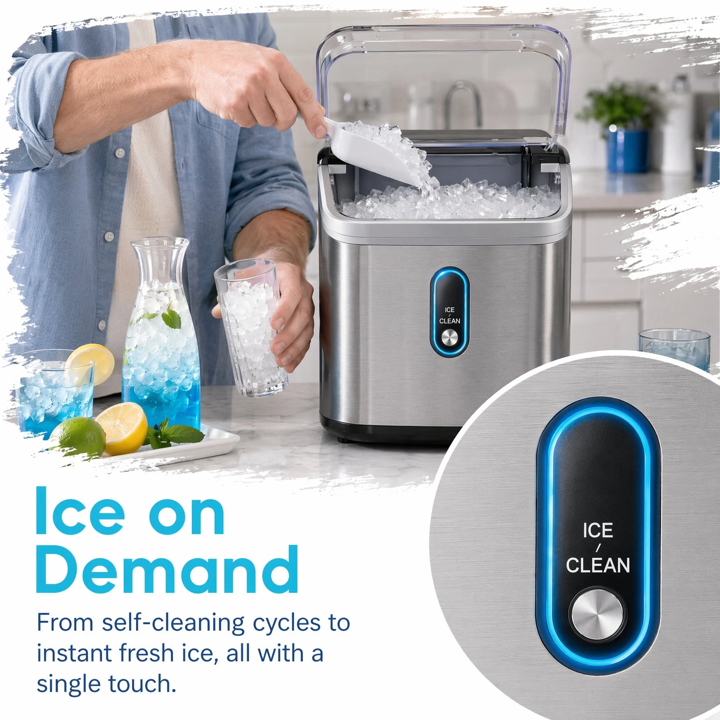 Philergo Nugget Ice Maker Countertop Pebble Ice 33 Lbs Output