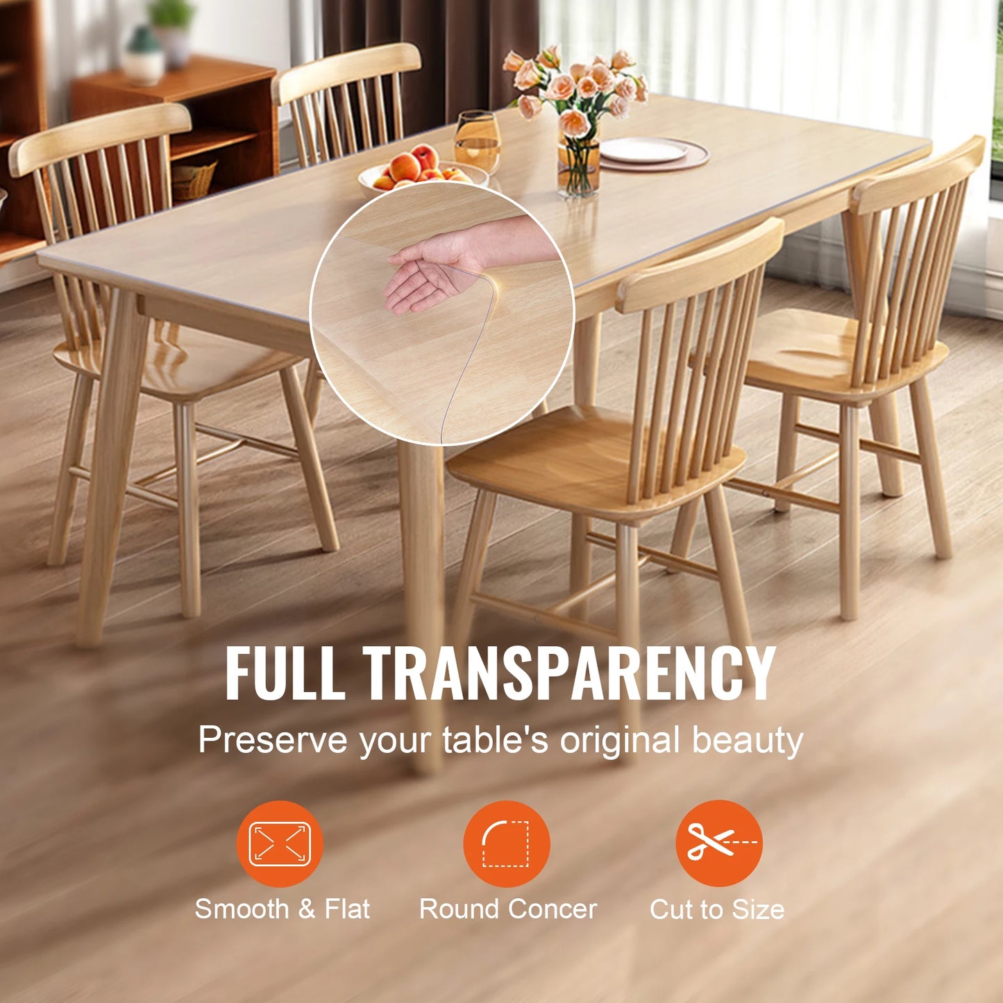 Transparent PVC Tablecloth Waterproof Oil Proof Protector For Tables