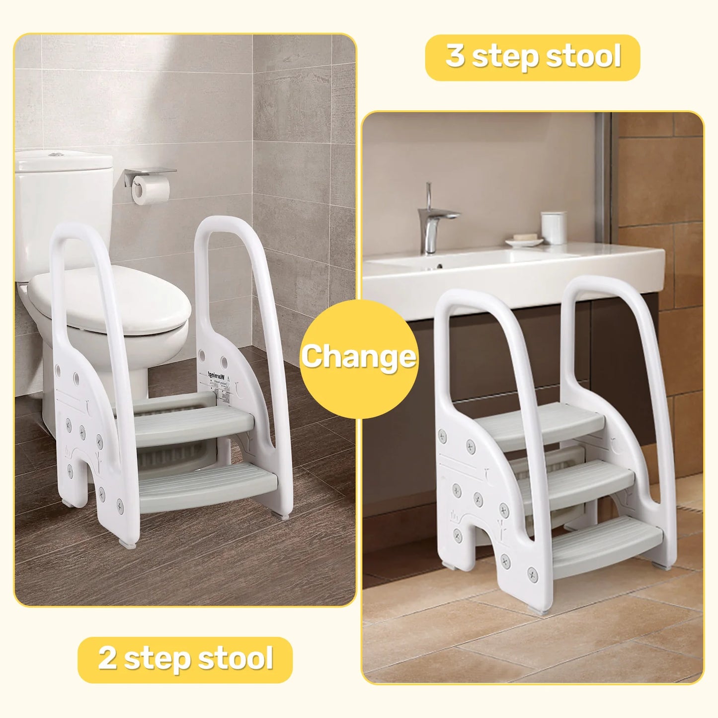 Toddler Step Stool With Handles Plastic Three Step Stool