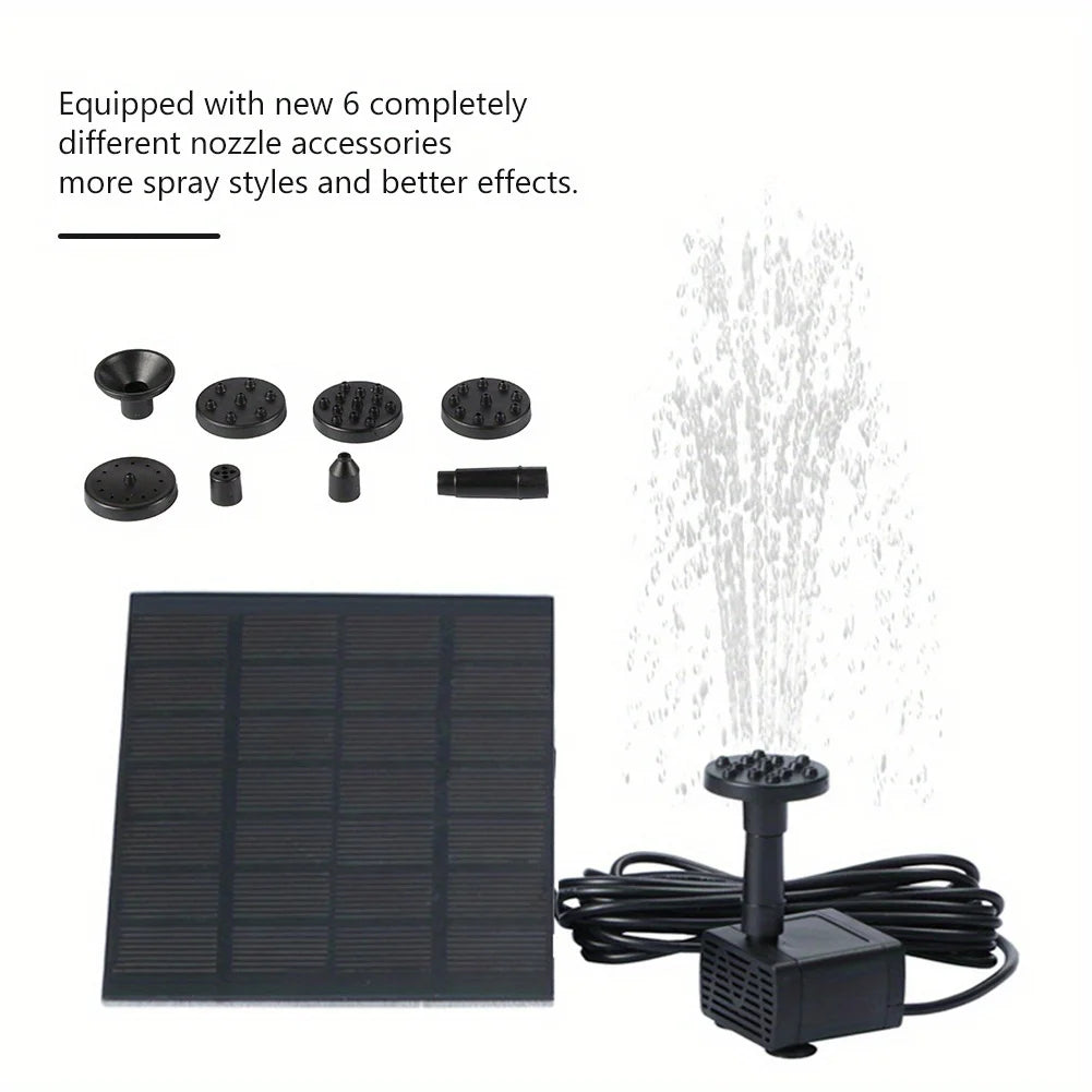 Solar Floating Fountain Pump With Six Nozzles For Bird Baths And Pools