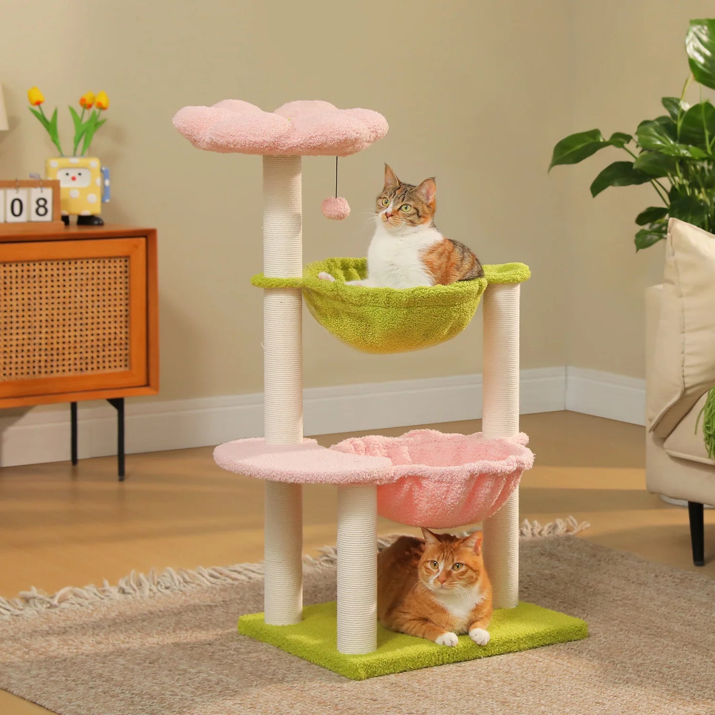 PAWZ Road Flower Cat Tree With Cozy Hammocks And Scratching Posts