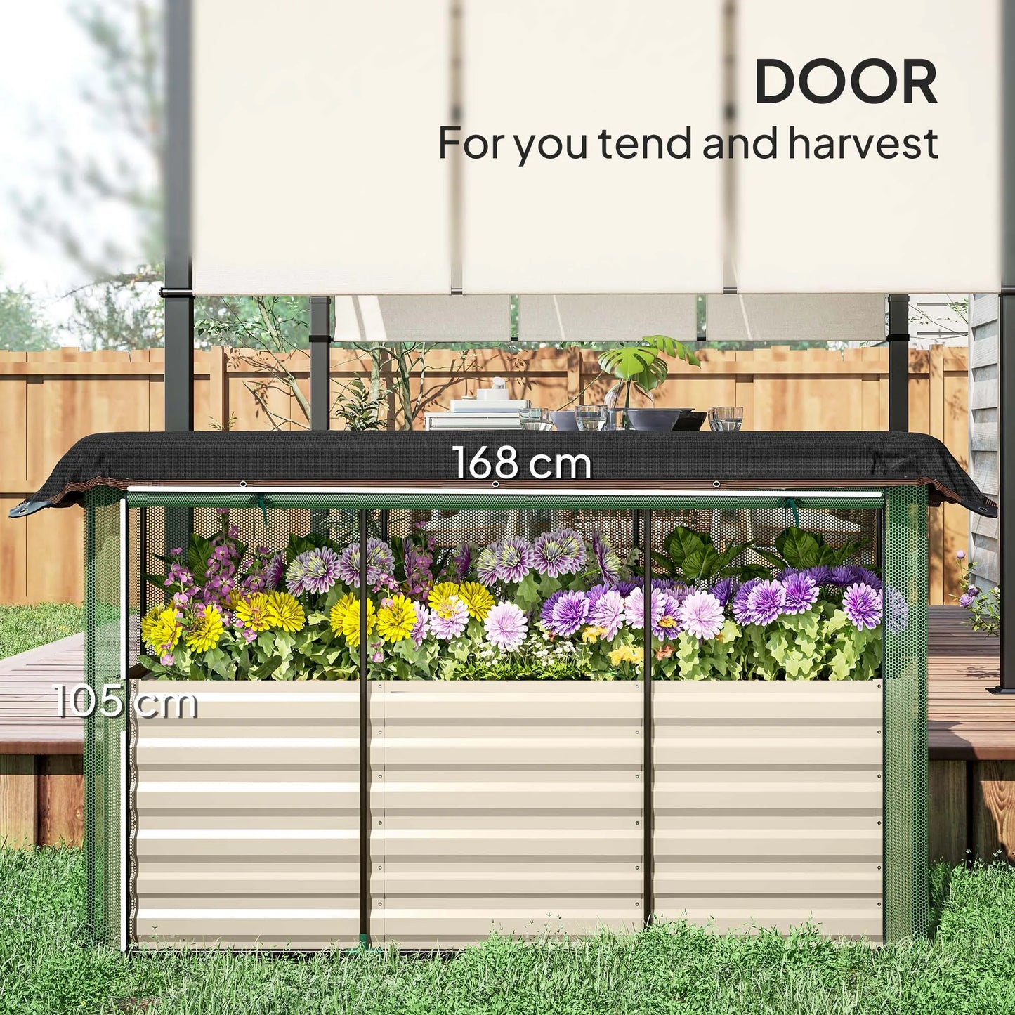 Galvanized Raised Garden Bed With Crop Cage And Shade Cover