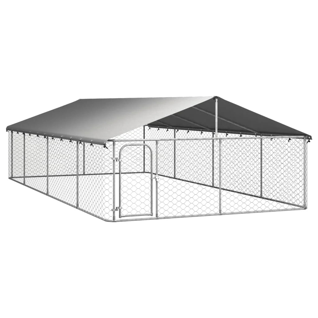 Outdoor Kennel With Roof Galvanized Steel Construction