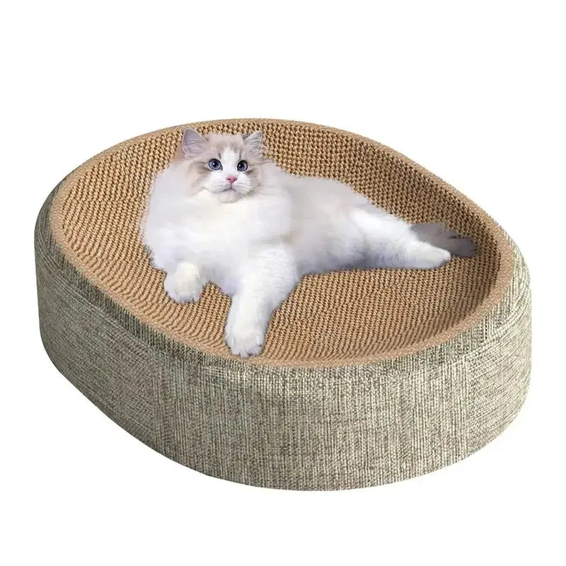 Two In One Oval Sisal Cat Scratcher Bed For Claw Protection