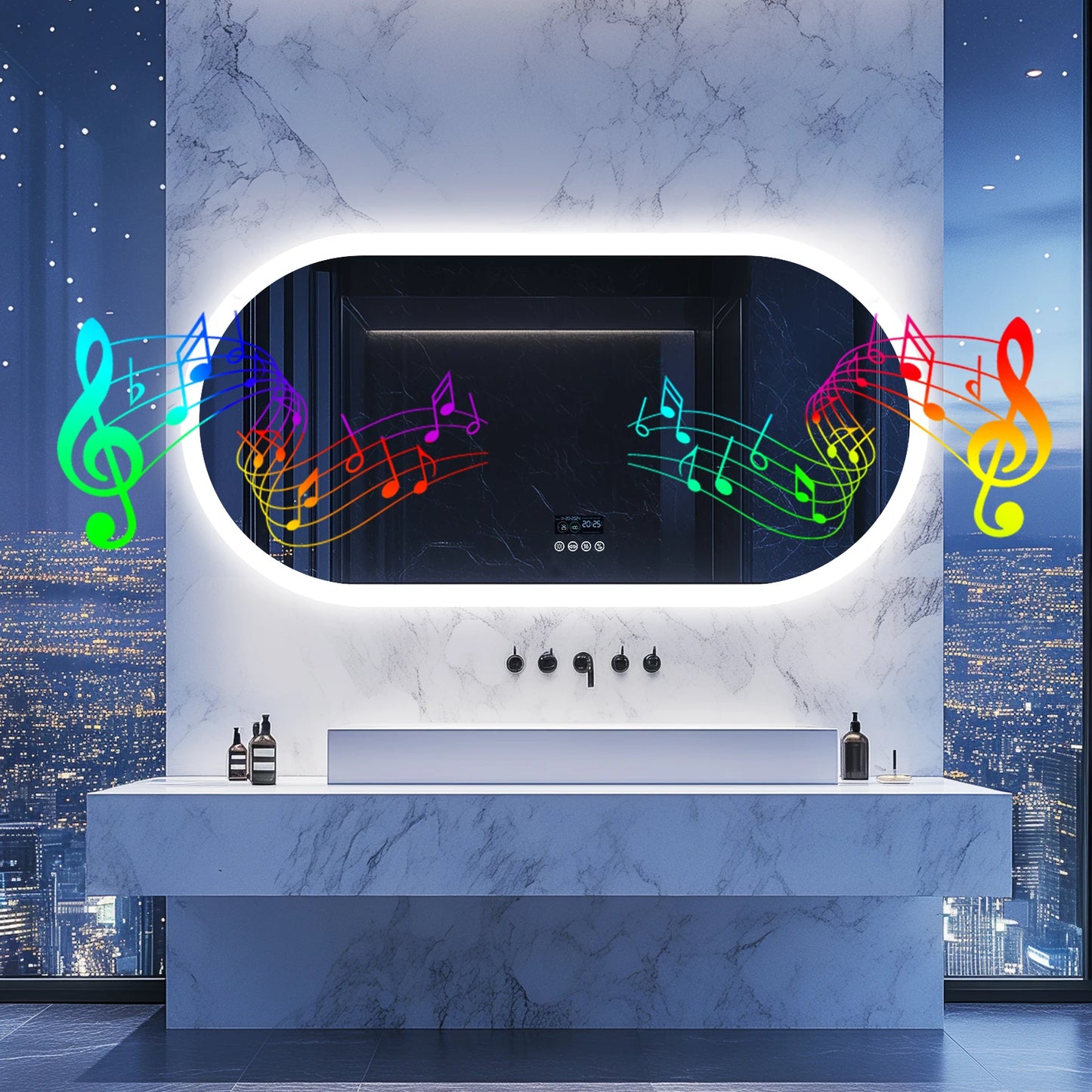 Wisfor Anti Fog Bluetooth Oval LED Bathroom Mirror