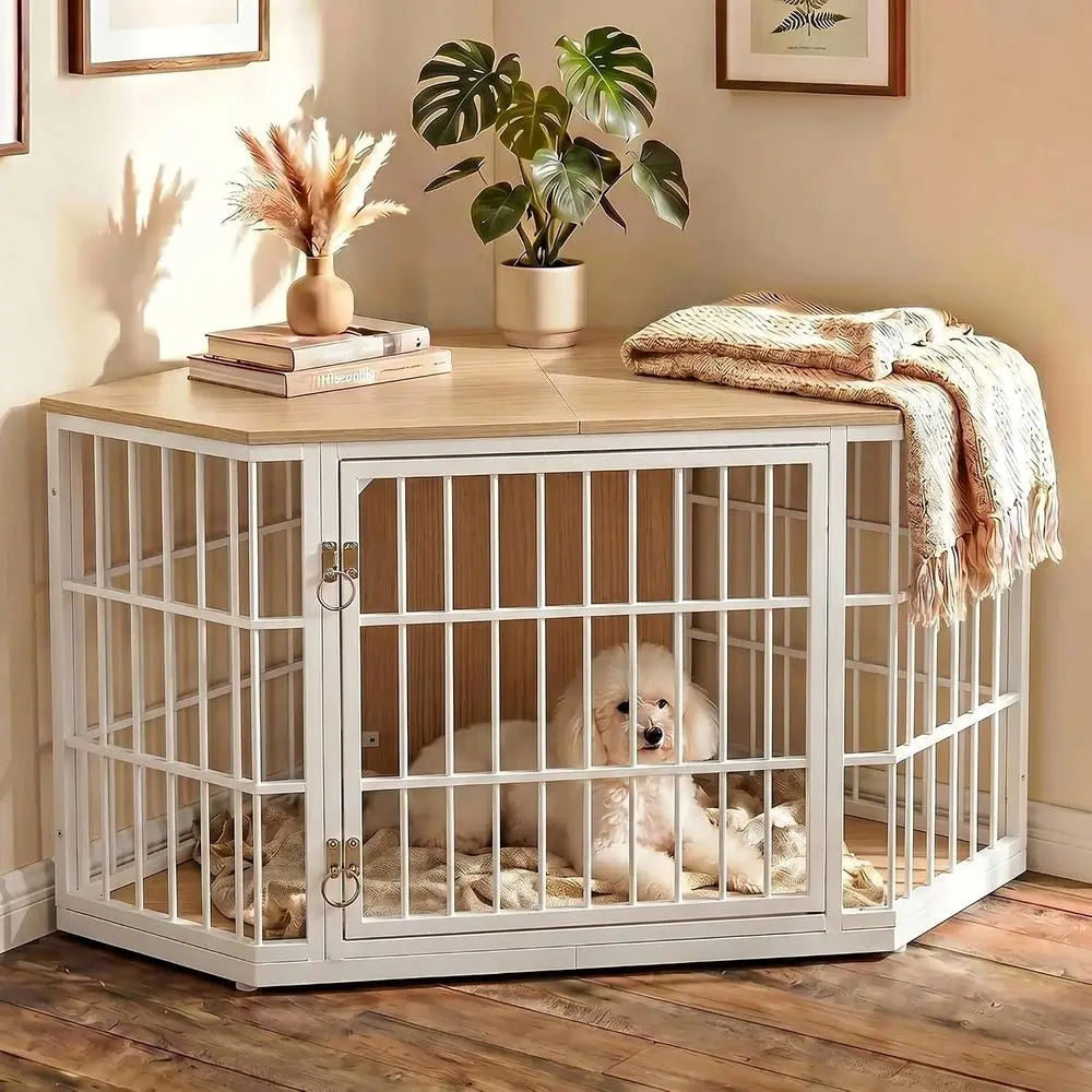 Indoor Wooden Dog Crate Furniture With Secure Kennel Design